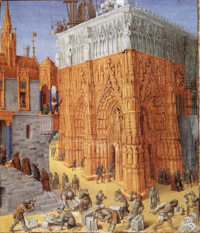 The building of the temple to jerusalem, from Flavius Josephus De antiquity skills and wars of the Jews, Jean Fouquet